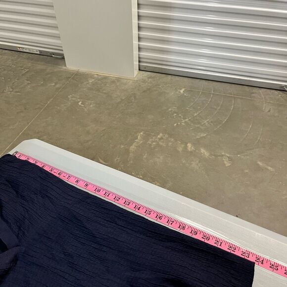 Current Air Polo Shirt Ribbed Knit Short Sleeve Crepe Collared Top Navy Blue M - Picture 7 of 9